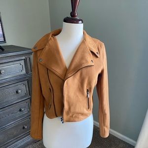 Camel faux suede Moto Jacket light spring Shinestar M